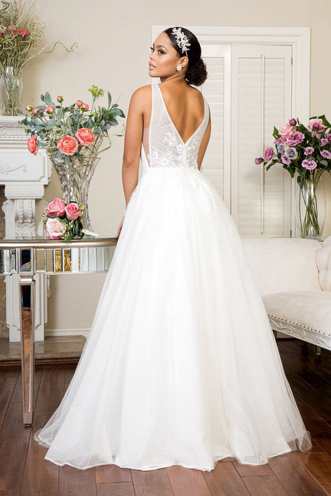 Elizabeth K Gl1906: V-Neck Glitter-Adorned Wedding Gown – alternate view 2