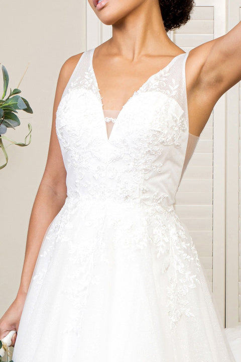 Elizabeth K Gl1906: V-Neck Glitter-Adorned Wedding Gown – alternate view 3