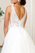 Elizabeth K GL1906: V-Neck Glitter-Adorned Wedding Gown