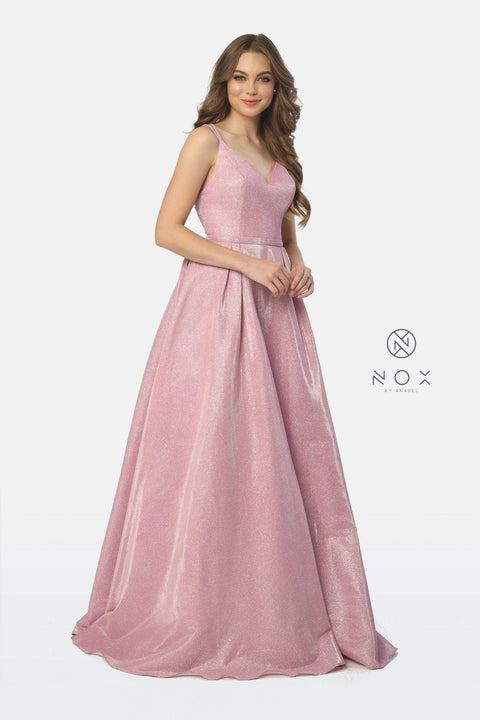 Glitter Dress with Crisscross Back by Nox Anabel E228