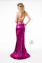 Elizabeth K GL2943: Metallic Mermaid Gown with V-Neck and Corset Back