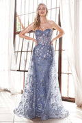 Applique Strapless Overskirt Gown by Cinderella Divine CB046W