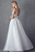Embellished White Long Sleeveless Dress by Juliet 251W