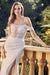 Juliet 2407W: Off-Shoulder Corset Gown with White Embroidery