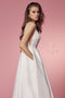 Long V-Neck White Taffeta Dress by Nox Anabel E156W