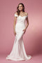 Off Shoulder White Mermaid Gown by Nox Anabel E497W